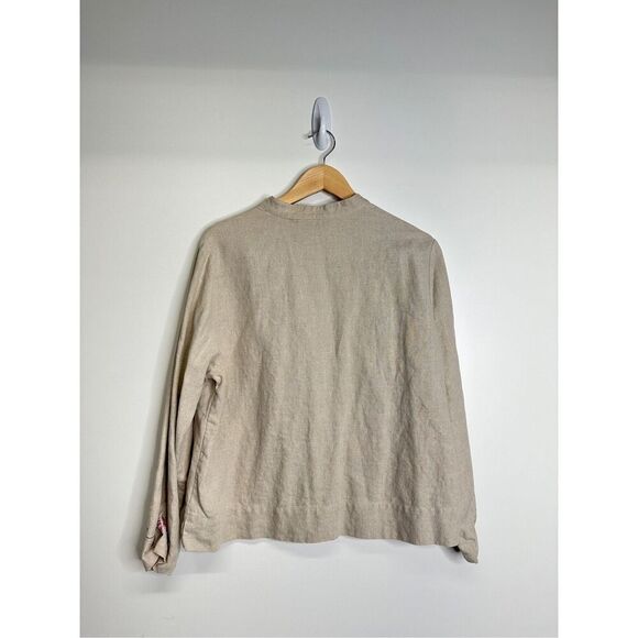 Relativity Women Asian Style Embroidered Jacket 100% Linen Size Large - Picture 3 of 6